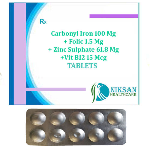 Carbonyl Iron Folic Acid Zinc Sulphate Vitamin B12 Tablets General Medicines