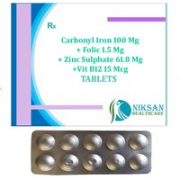 Carbonyl Iron Folic Acid Zinc Sulphate Vitamin B12 Tablets General Medicines