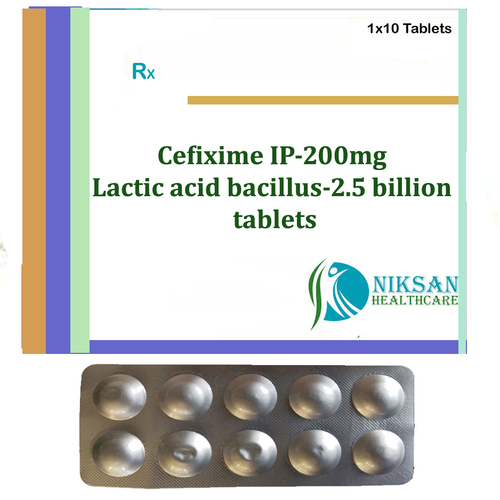 Cefixime IP 200 mg & Lactic Acid Bacillus 2.5 Billion Tablets - Antibiotic Formulation For Infection Relief Suitable For Aged Children & Women