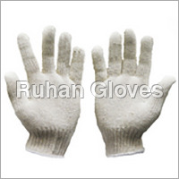 White Cotton Knitted Gloves