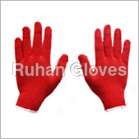 Red Cotton Knitted Gloves