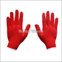 Red Cotton Knitted Gloves
