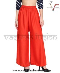 Ladies Bottom Rayon Palazzo With Medium Flairs - Rayon, 38 Inches Length, Multi Color, Plain Pattern | Regular Fit For Casual And Festive Occasions