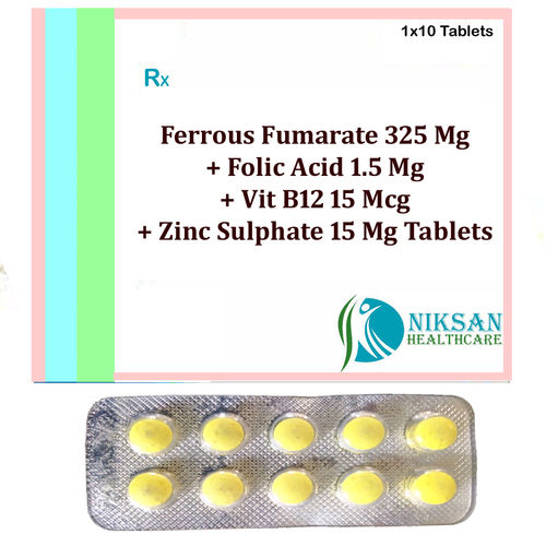 Ferrous Fumarate Folic Acid Vit B12 Zinc Sulphate Tablets General Medicines