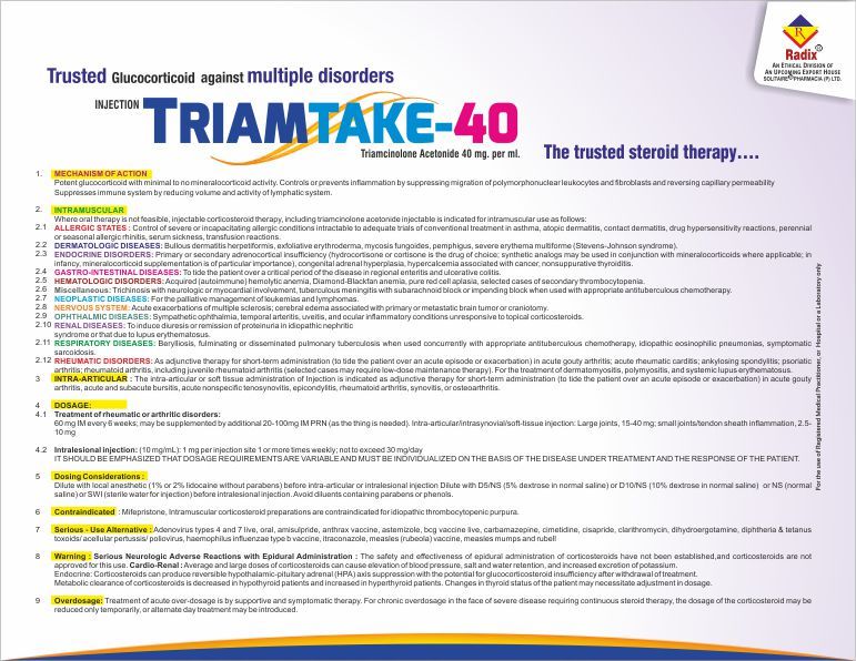 Triamcinolone Acetonide 40 mg per ml