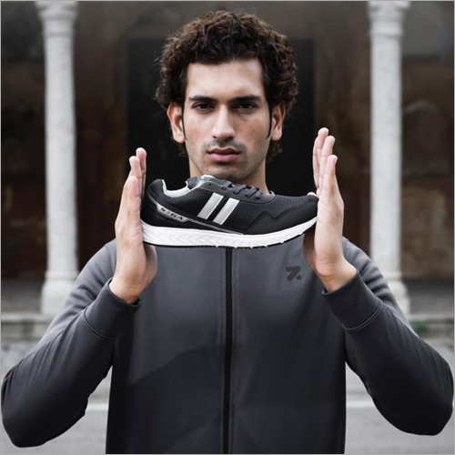 Mens Sports Black Shoes - Mesh and Synthetic Leather, All Sizes | Washable, TPR Outsole, Suitable for All Seasons