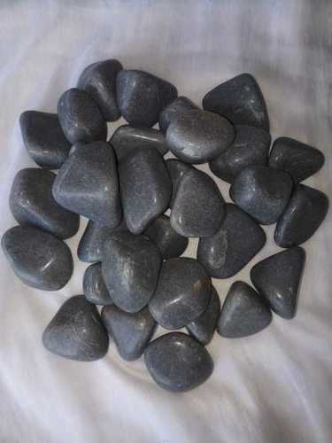 Machine High Polished Smokey Grey Round Natural Pebble Stone Solid Surface
