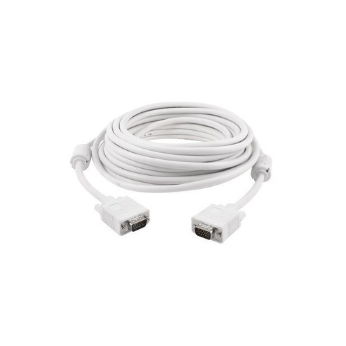 VGA Cable 1.5 Meter - Carbon Steel Conductor, 1.5mm Length, White PVC Jacket | Square Shape, 1-Year Warranty