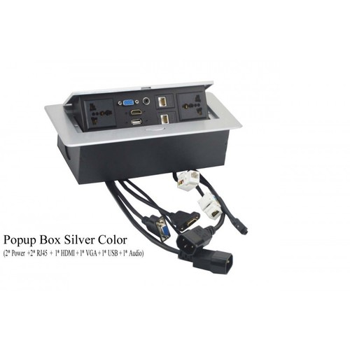 Popup Box & Cable Cubby in Silver Color