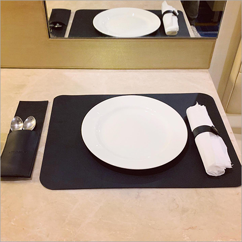 Lathert Black Leather Placemat