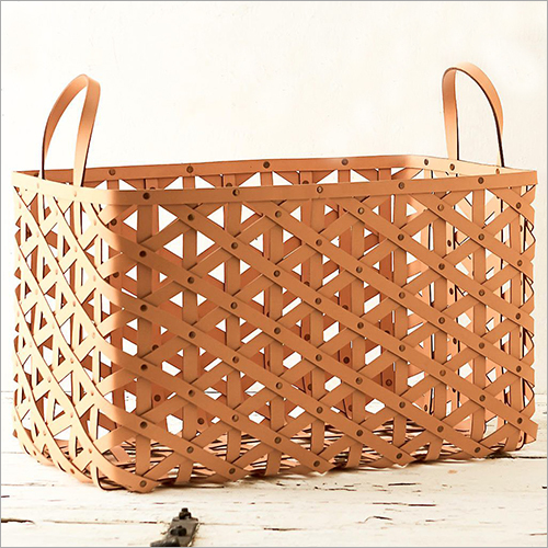 Abaliable In Multicolour Leather Magazine Basket With Loop Handle