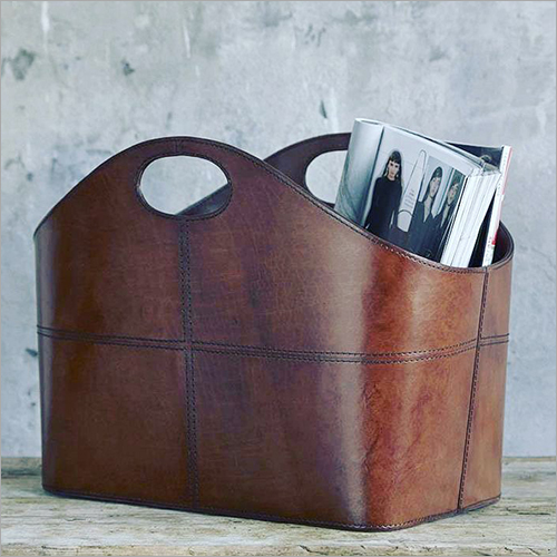 Abaliable In Multicolour Brown Leather Magazine Holder