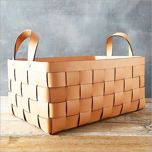 Woven Leather Basket