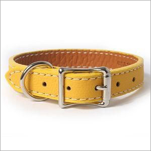 Yellow Leather Dog Collar