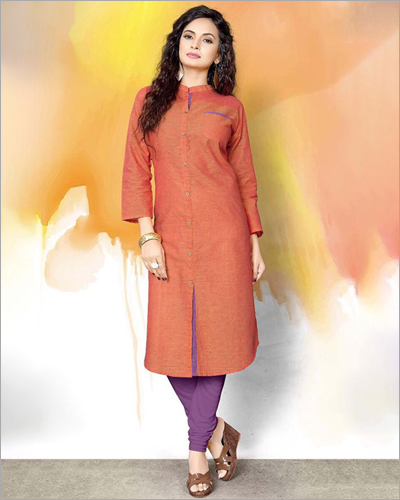 Front A Slit Plain Kurti - Long Sleeve, Multicolour Options | Quick Dry, Washable, No Fade, Ideal for All Seasons