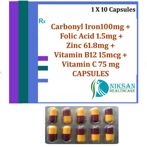 Carbonyl Iron Folic Acid Zinc Vitaminb12 Vitaminc Capsules General Medicines