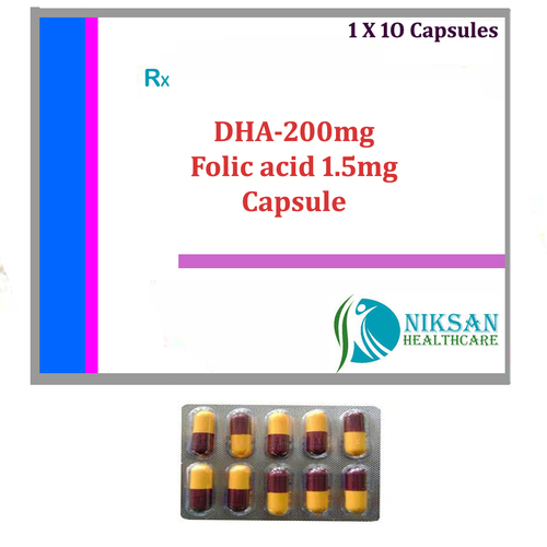 DHA 200 MG & Folic Acid 1.5 MG Capsule - High-Quality Nutritional Supplement | Supports Brain Development, Suitable for All Ages, Each Contains 10 Units, Easy to Swallow, Ideal for Weakness Recovery