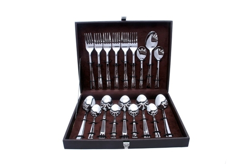 Silver Shapes Gracia Spoons And Fork With Gift Box 18 Pcs