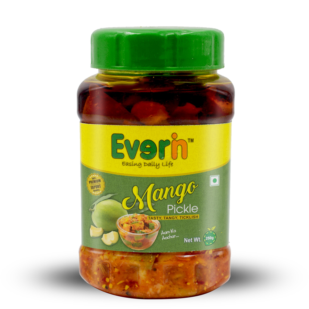250 Gram Mango Pickle - 250 Gms Pet Bottle, Salty, Sour, Spicy Taste, Oil Preserved, Whole Mango Pieces in Corrugated Carton
