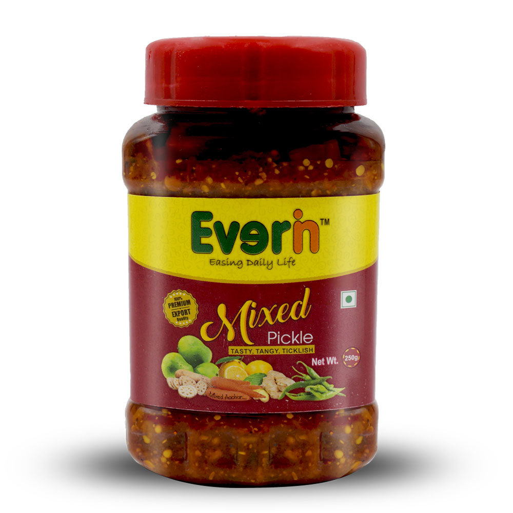 250 Gram Mixed Pickle - 250g Jar, Natural Ingredients, Spicy, Sour, Salty Taste, 12 Months Shelf Life, No Added Preservatives, Oil Layered Packaging