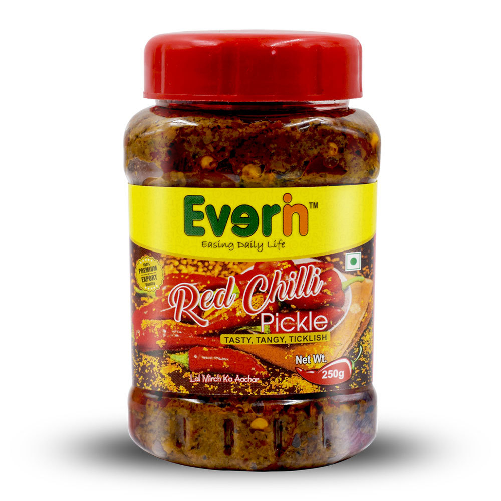 250 Gram Red Chilli Pickle - 250g, Vinegar Preserved, Spicy & Sour Flavor, Block & Sliced Shape, 12 Months Shelf Life | Packed in PET Bottle