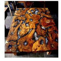 Wooden resin  clear table top for hotel and home raydm glow in night