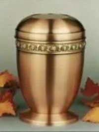Beautiful Metal Cremation Urn with Black Flower