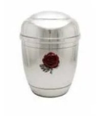 Beautiful Metal Cremation Urns with Red Flower