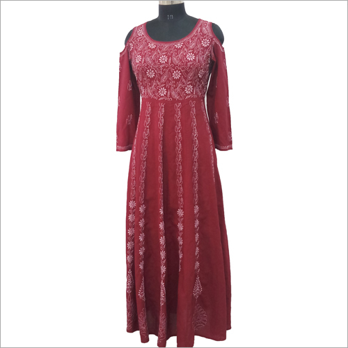 Cold Shoulder Hand Embroidered Kurti