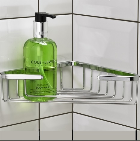 Compact Corner Basket - Metallic, 18.5x18.5cm Size, 5.5cm Depth | Durable, Corrosion Resistant, Easy to Clean Features