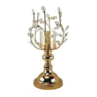 Crystal Design Gold Tall Metal Candle Holder - Handmade Intricate Metal, 19 Inches Tall, Golden Finish | Decorative Round Shape, Rustic Romance Style, Set Of Two