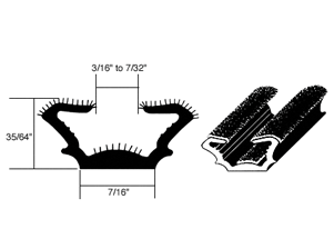 Collar Beading - Rubber, 35/64" Height, 7/16" Width, U-Shaped, Black | Durable, Heat Resistant, Vibration Isolation, High Tensile, Immaculate Finish