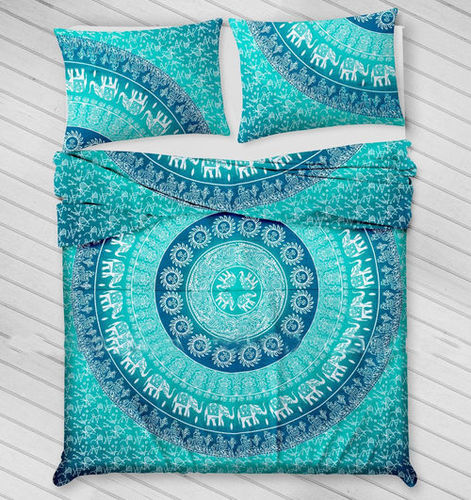 Indian Mandala Blue Circle Cotton Duvet Cover