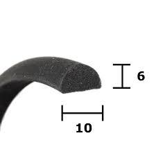 Co-Extrusion Profile - Rubber 10x6mm Black, Customizable Durable Versatile Gasket