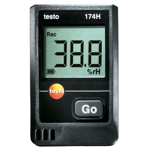 Humidity Data Logger - 60x60x20mm Black, LCD Display, +/-1% Accuracy, Alarm Indication, Continuous RH & Temperature Monitoring