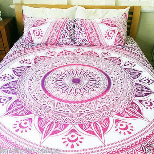 Indian Mandala Cotton Pink Flower Duvet Cover