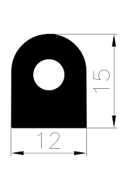Co-extrusion Profile - Rubber 12x15 mm Black, Shore A 60, Customizable Durable Gasket