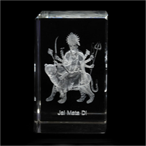 Durga Maa Crystal Cube - Crystal, Customized Size, Transparent Color, 6 to 200 Thickness | Artisan Crafted for Genuine Look and Quality Assurance