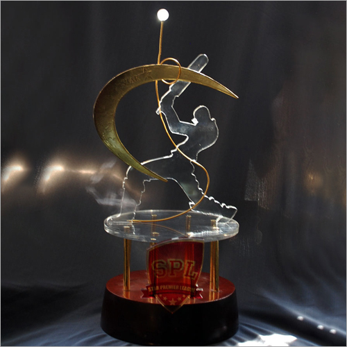 Cricket Crystal Award - Customized Size, Transparent Crystal, 6 to 200 Millimeter Thickness | Elegant Business Gift for Recognition and Achievement