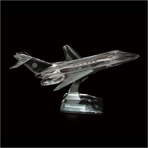 Aeroplane Crystal Miniature - Customized Size up to 200mm, Transparent Crystal Finish