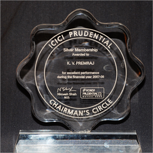 ICICI Prudential Crystal Plaque - Customized Shape | Elegant Crystal Material, Ideal for Recognition and Achievement Displays