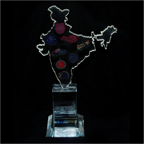 India Map Crystal Plaque - Customized Shape, Customized Size, Transparent Color | Elegant Crystal Plaque for Home or Office Decor