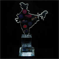 India Map Crystal Plaque - Customized Shape, Customized Size, Transparent Color | Elegant Crystal Plaque For Home Or Office Decor