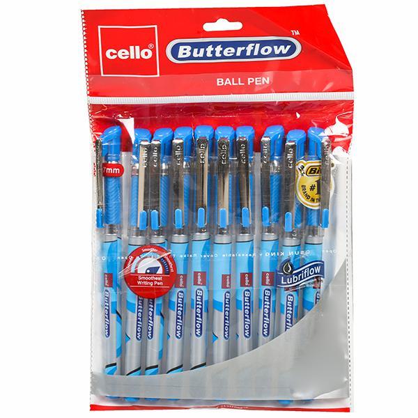 Cello Butterflow Ball Pen Set - Pack of 10 (Blue)
