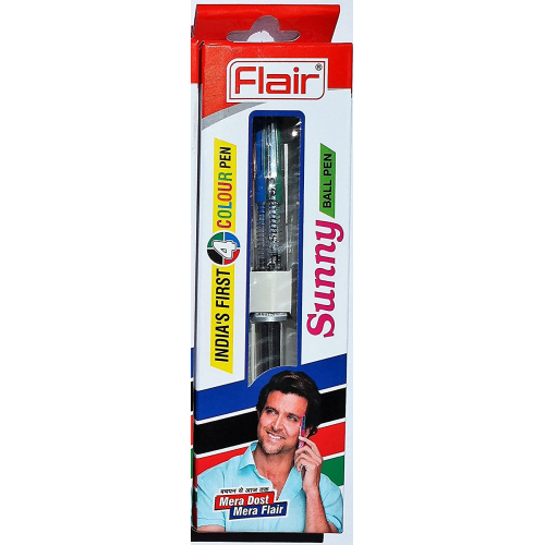Flair Sunny 4 Colour Ball Pen, Black Blue, Red Green in One Pen, (Pack of 4 Pens By OFFICE BAZZAR E STORE PRIVATE LTD.