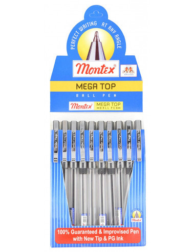 Montex Mega Top Ball Pen ,Blue - Pack of 10 By OFFICE BAZZAR E STORE PRIVATE LTD.