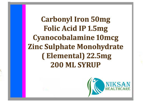 Carbonyl Iron Folic Acid Cyanocobalamine Zinc Syrup General Medicines