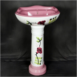 Floral Print Pedestal Wash Basin