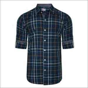 Mens Check Shirt - Cotton Polyester Blend, Available in Multiple Sizes S-XXL, Navy Blue Checked Pattern, Trendy Long Sleeve Design | Quick Dry, Skin Friendly, No Fade, Multi-Season Wear