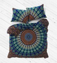 Indian Mandala Brown Round Cotton Duvet Cover